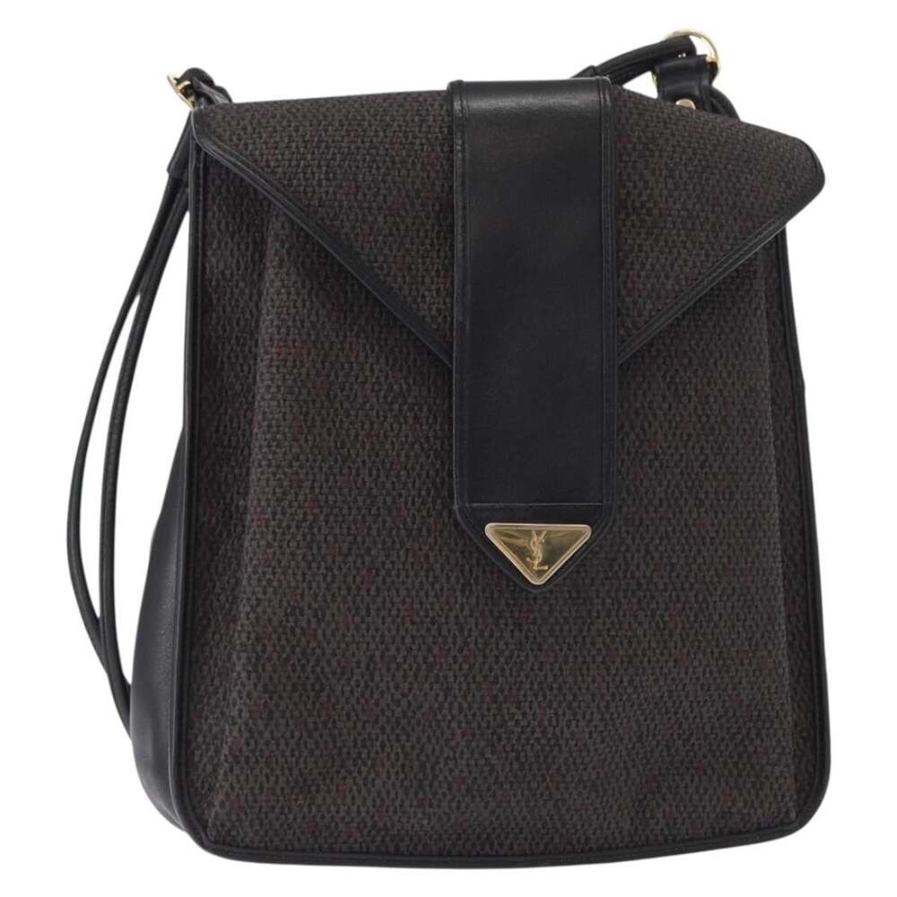Saint Laurent Coated Canvas Shoulder Bag Gray